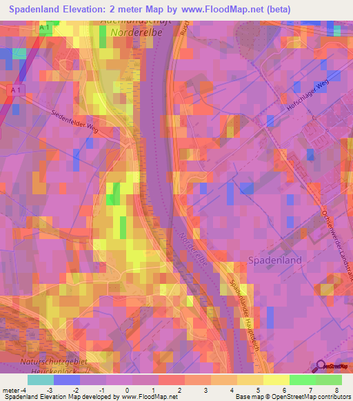 Spadenland,Germany Elevation Map