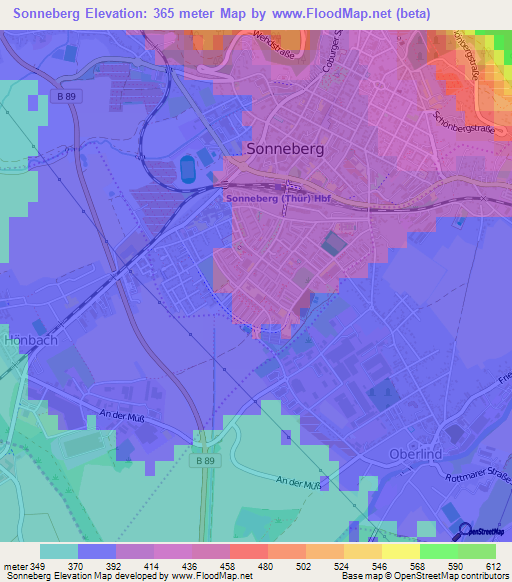 Sonneberg,Germany Elevation Map