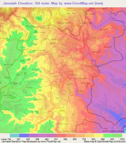 Jannatah,Palestinian Territory Elevation Map