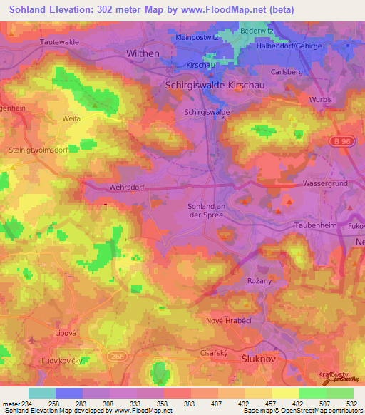 Sohland,Germany Elevation Map