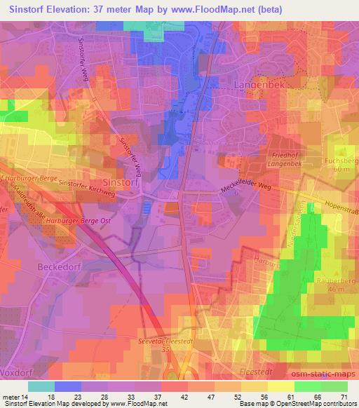 Sinstorf,Germany Elevation Map