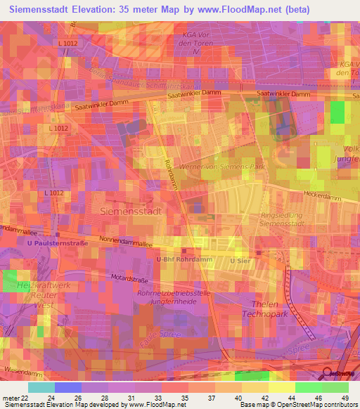 Siemensstadt,Germany Elevation Map