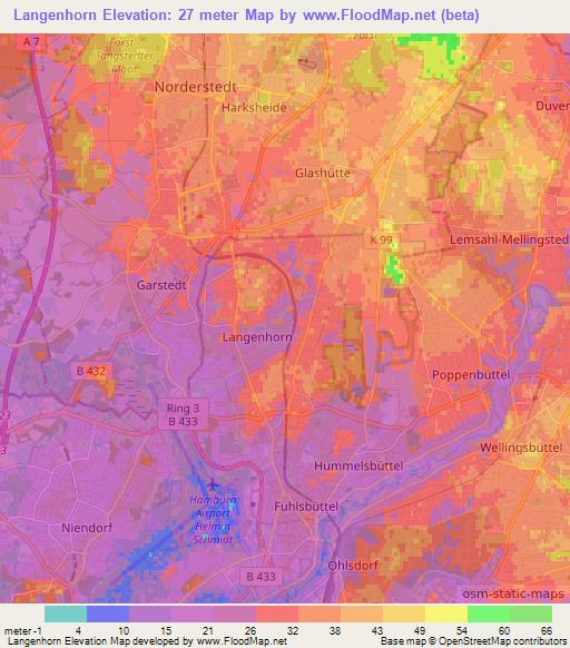 Langenhorn,Germany Elevation Map