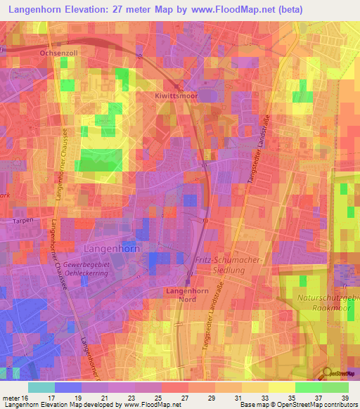 Langenhorn,Germany Elevation Map