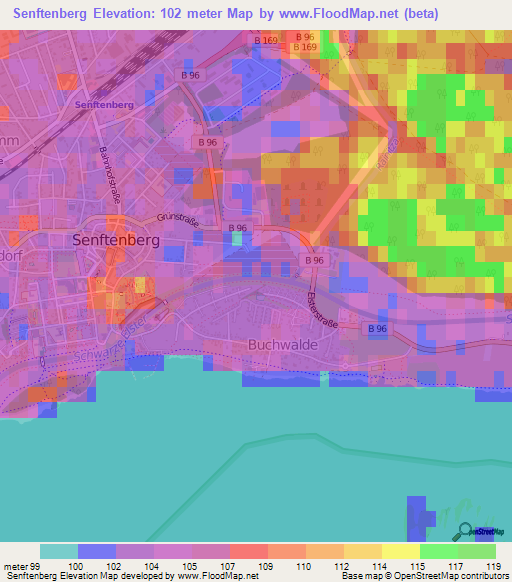 Senftenberg,Germany Elevation Map