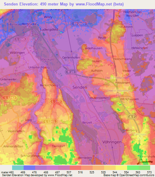 Senden,Germany Elevation Map