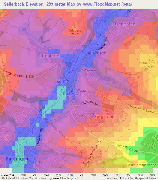 Sellerbach,Germany Elevation Map