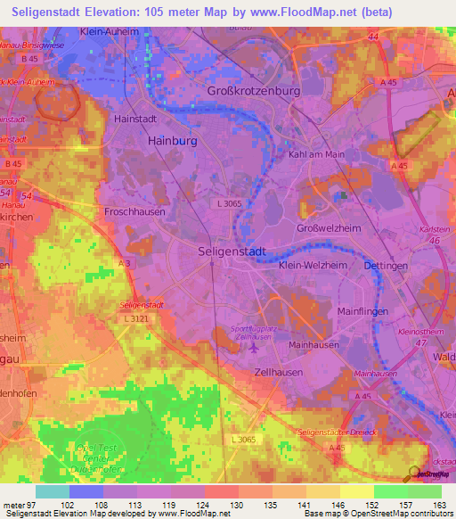 Seligenstadt,Germany Elevation Map