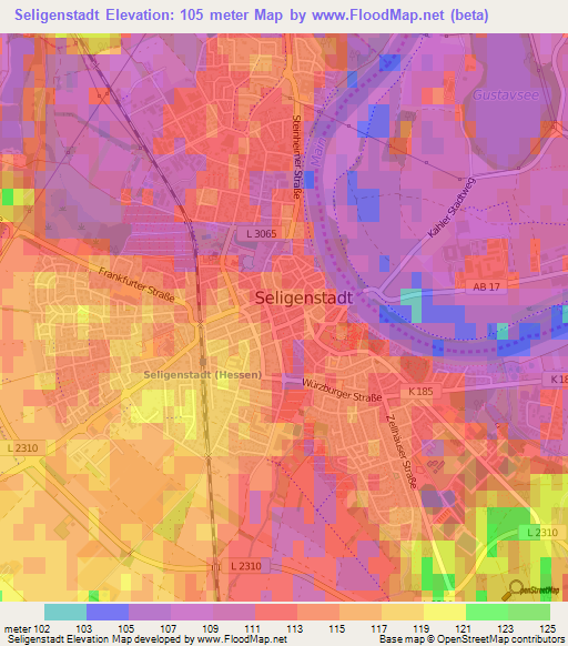 Seligenstadt,Germany Elevation Map