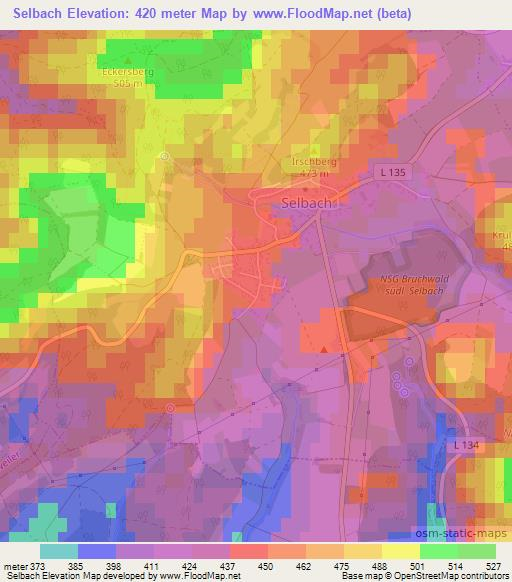 Selbach,Germany Elevation Map