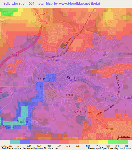 Selb,Germany Elevation Map