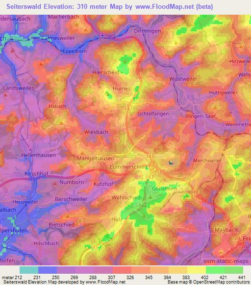 Seiterswald,Germany Elevation Map