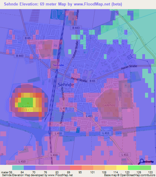 Sehnde,Germany Elevation Map