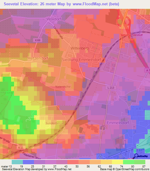 Seevetal,Germany Elevation Map