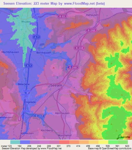 Seesen,Germany Elevation Map