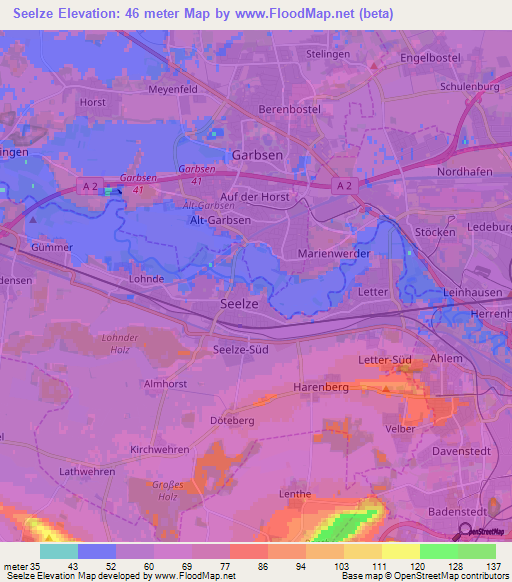 Seelze,Germany Elevation Map