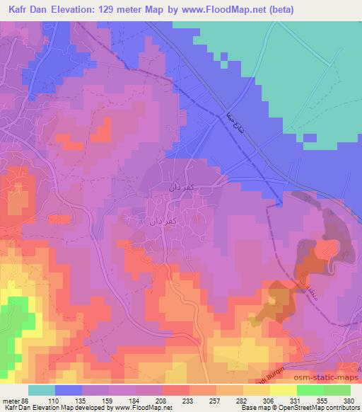 Kafr Dan,Palestinian Territory Elevation Map