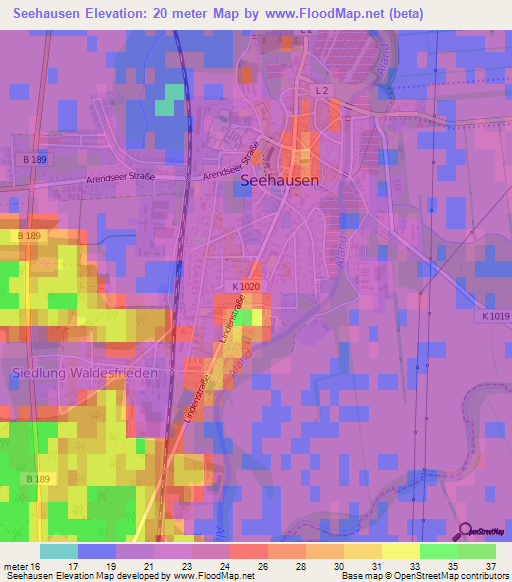 Seehausen,Germany Elevation Map