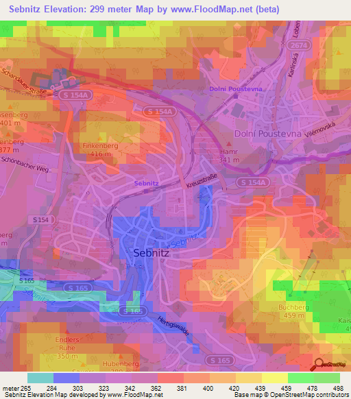 Sebnitz,Germany Elevation Map