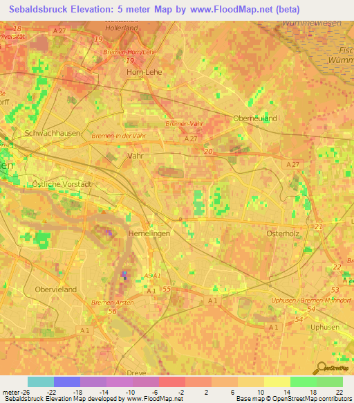 Sebaldsbruck,Germany Elevation Map