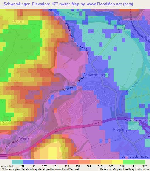 Schwemlingen,Germany Elevation Map