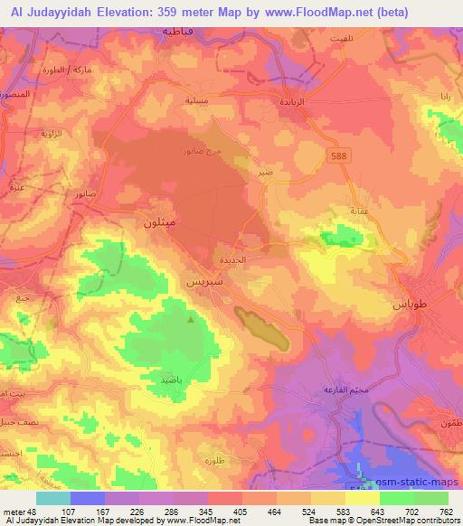 Al Judayyidah,Palestinian Territory Elevation Map