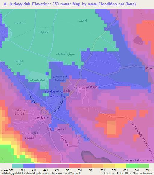 Al Judayyidah,Palestinian Territory Elevation Map