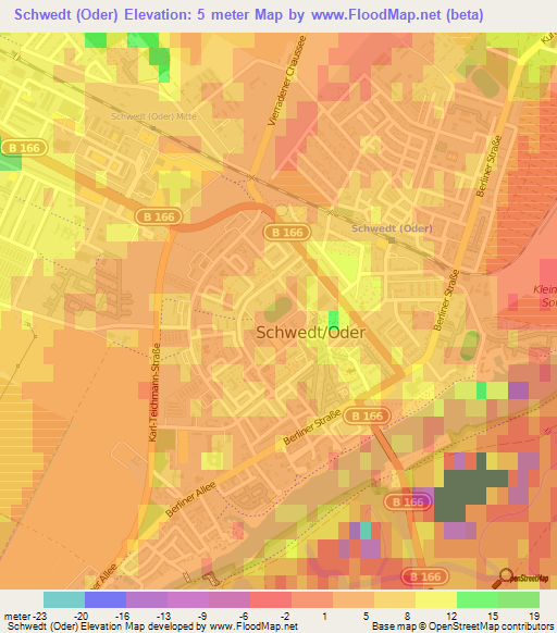 Schwedt (Oder),Germany Elevation Map