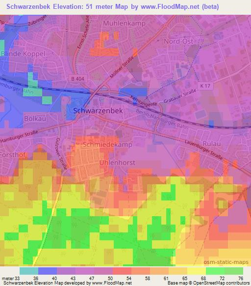 Schwarzenbek,Germany Elevation Map