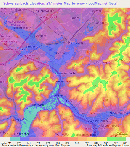 Schwarzenbach,Germany Elevation Map