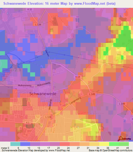 Schwanewede,Germany Elevation Map