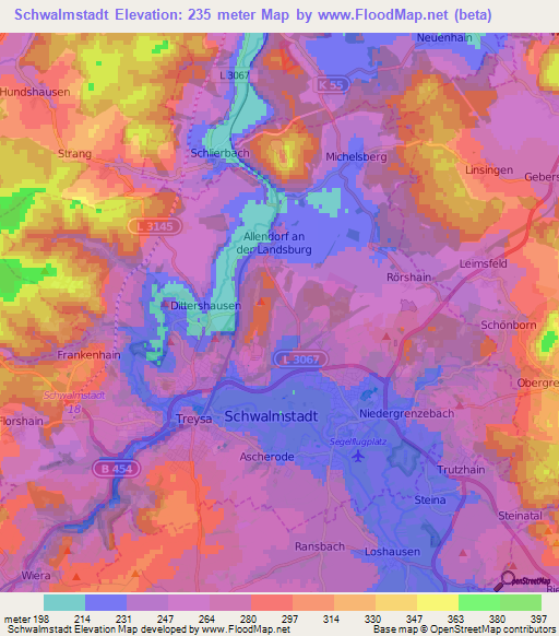 Schwalmstadt,Germany Elevation Map