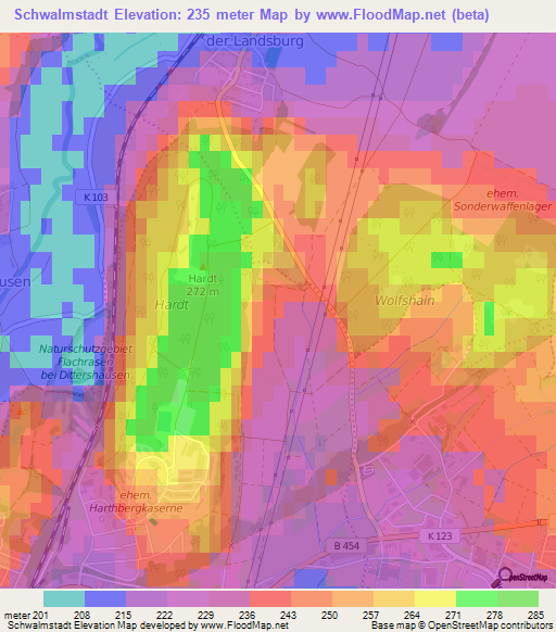 Schwalmstadt,Germany Elevation Map