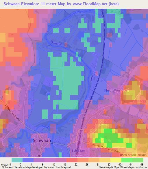 Schwaan,Germany Elevation Map