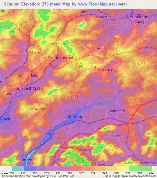 Schuren,Germany Elevation Map