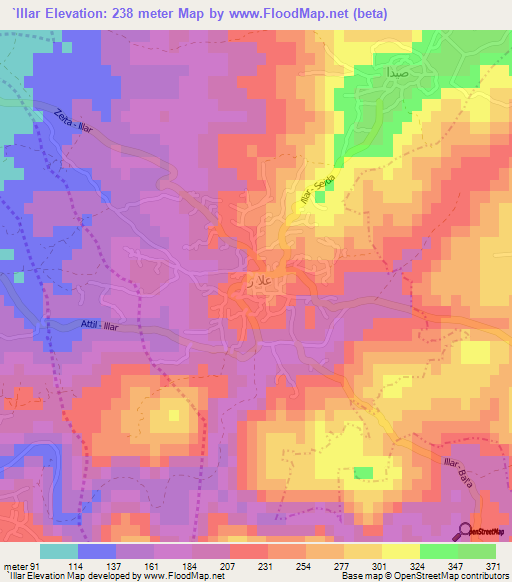 `Illar,Palestinian Territory Elevation Map