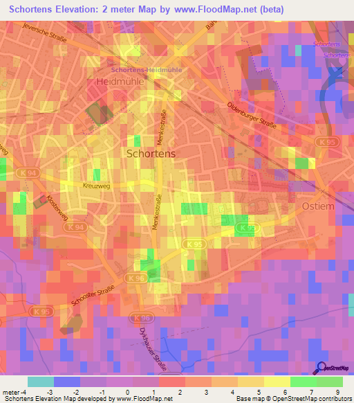 Schortens,Germany Elevation Map