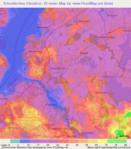 Schonkirchen,Germany Elevation Map