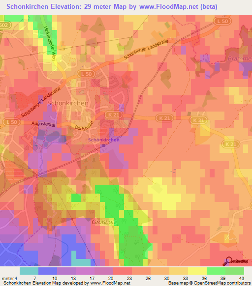 Schonkirchen,Germany Elevation Map