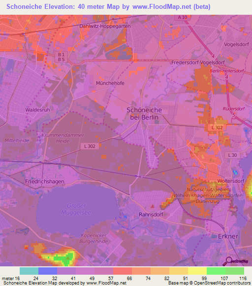 Schoneiche,Germany Elevation Map