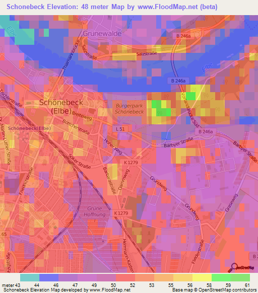 Schonebeck,Germany Elevation Map