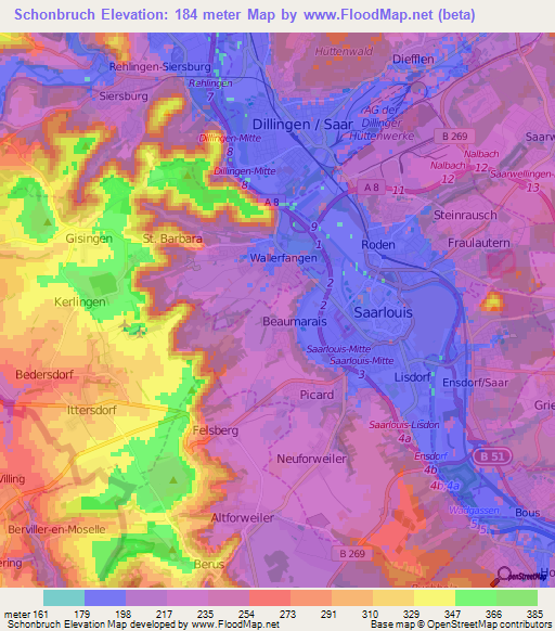 Schonbruch,Germany Elevation Map