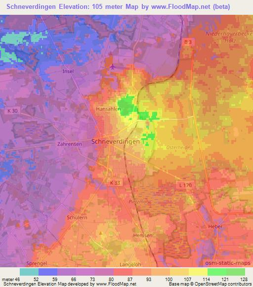 Schneverdingen,Germany Elevation Map