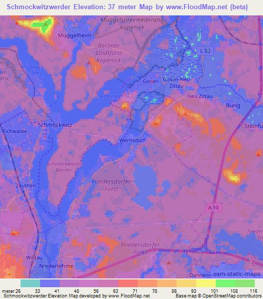 Schmockwitzwerder,Germany Elevation Map