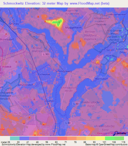 Schmockwitz,Germany Elevation Map