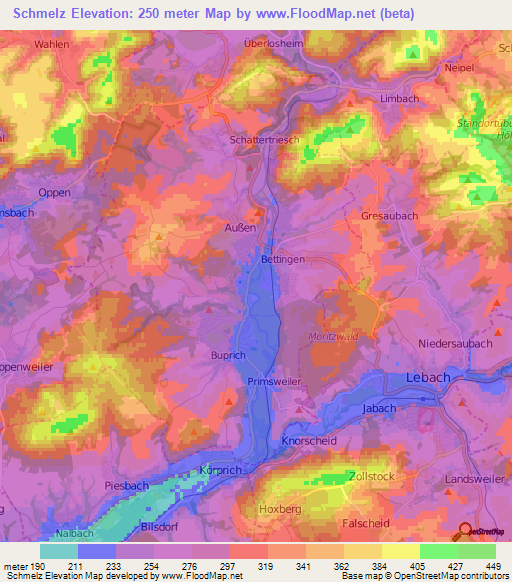 Schmelz,Germany Elevation Map