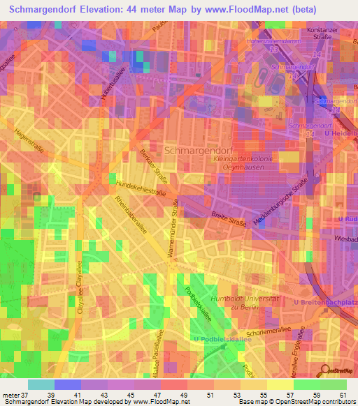 Schmargendorf,Germany Elevation Map