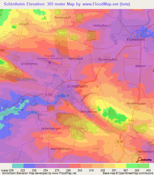 Schlotheim,Germany Elevation Map