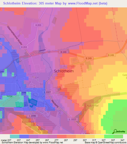 Schlotheim,Germany Elevation Map