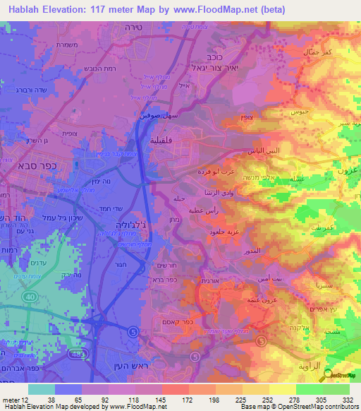 Hablah,Palestinian Territory Elevation Map
